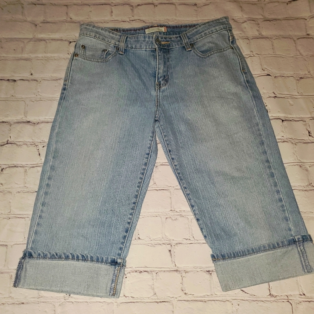 Levi 515 Capri Blue Denim Womens Shorts Size 10